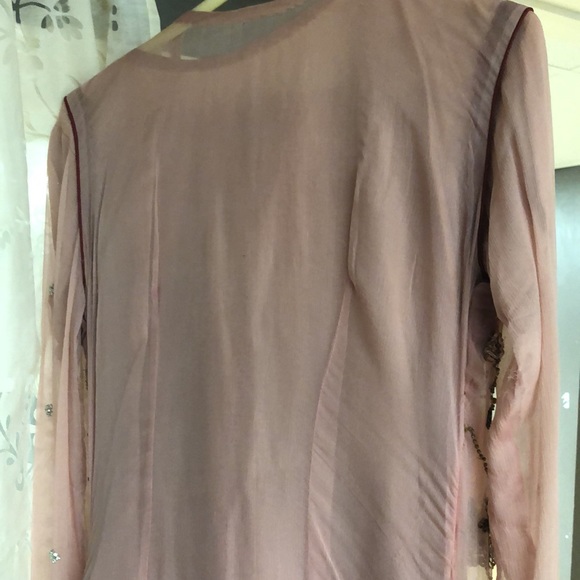 Pakistani (kurta )Chiffon suit 3 piece suit, tea pink - Picture 6 of 11